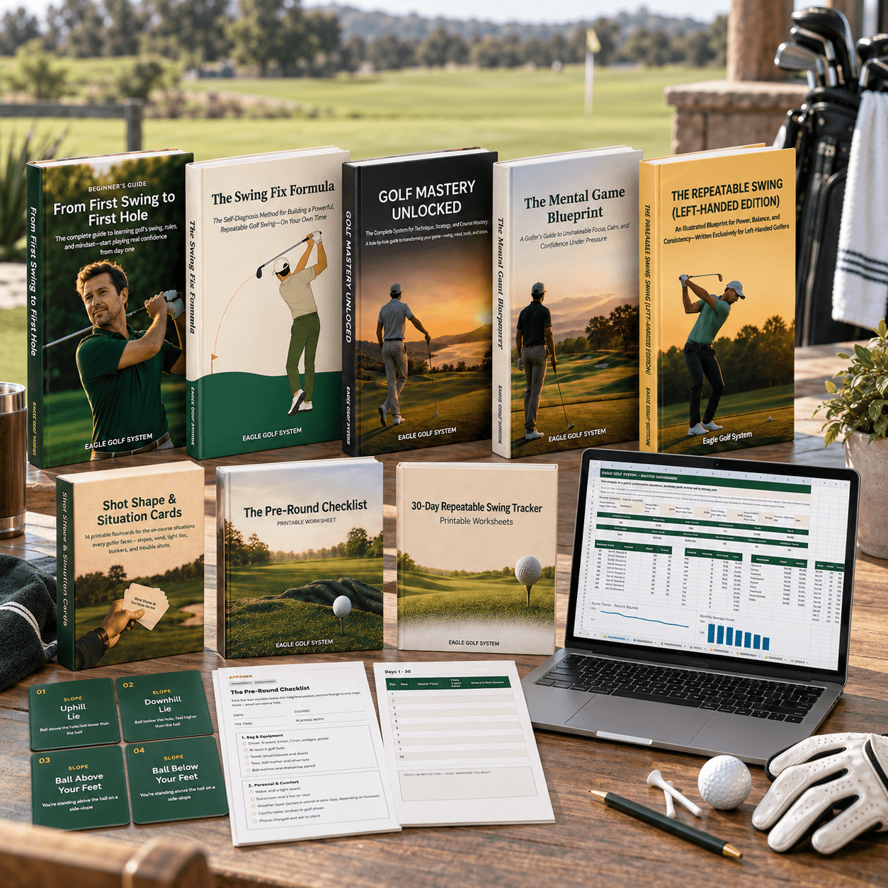 Eagle Golf System complete collection displayed at a golf course